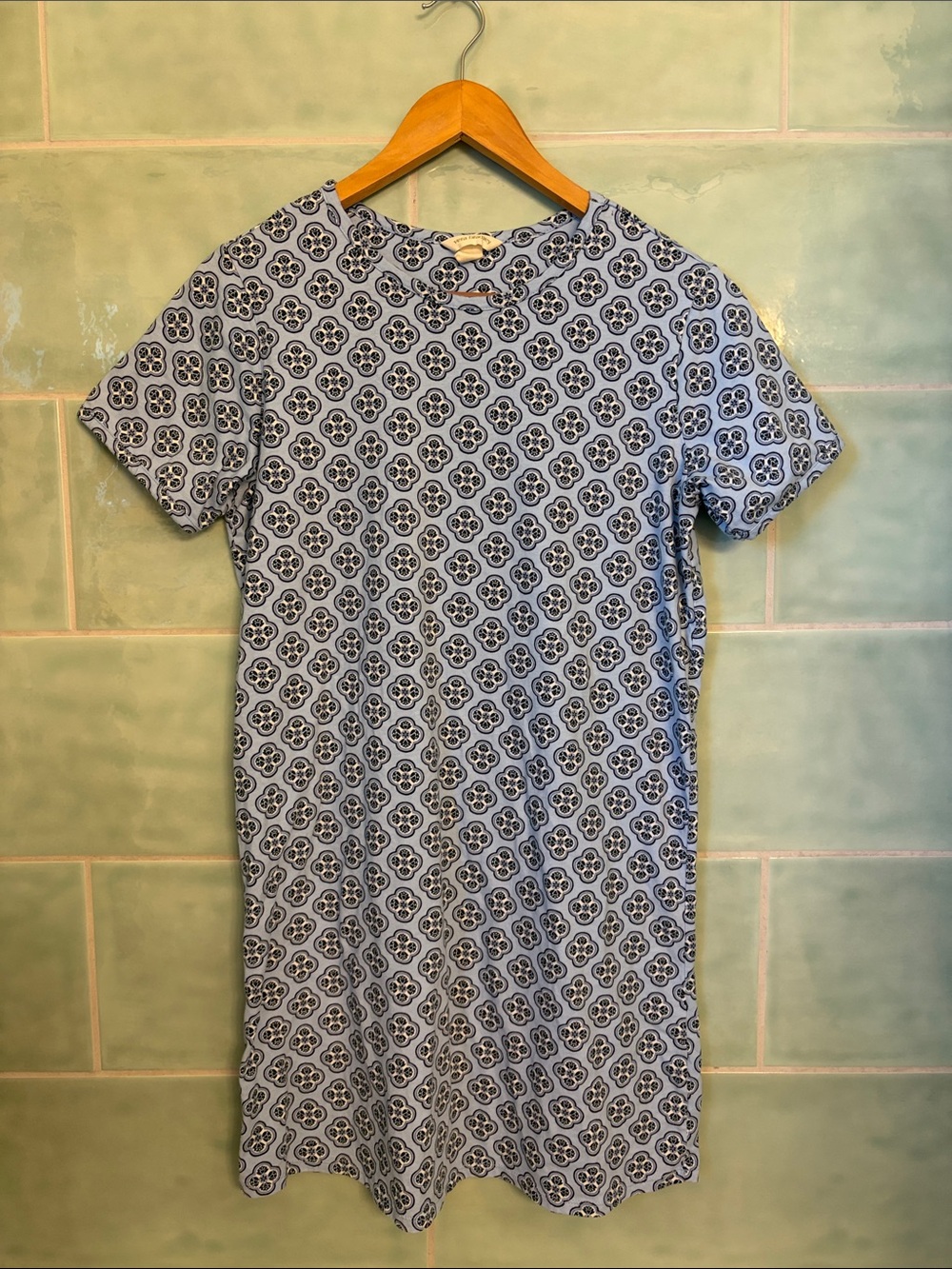 Vera Bradley Sky Blue Floral-Print Short Sleeve Mini Dress